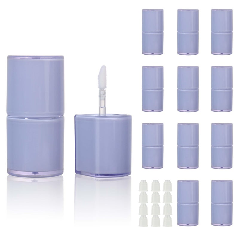 COSIDEA 12pcs 8ml semicircle empty lip gloss tubes bulk with wand large Blue sunproof lipgloss tube